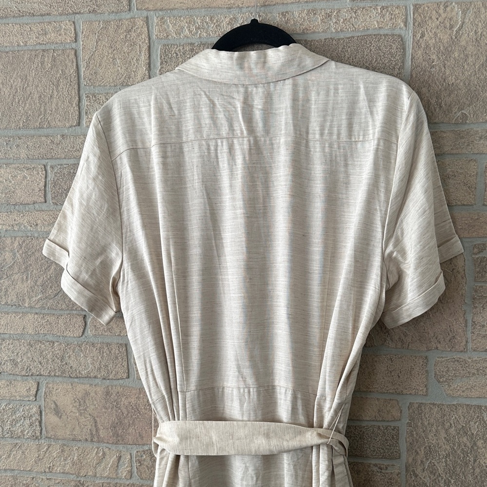 Ted Baker SHIRT DRESS WITH BELT Classic Neutral Rayon Linen - Picture 11 of 13